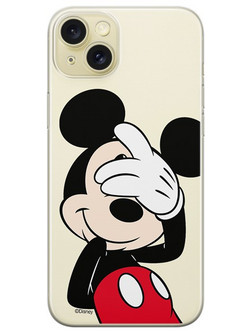 Disney Case Apple iPhone 15 Plus Mickey Partial Print Hiding Transparent