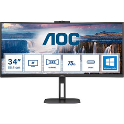 AOC CU34V5CW Ultrawide VA HDR Curved Gaming Monitor 34" 3440x1440 QHD 100Hz 4ms