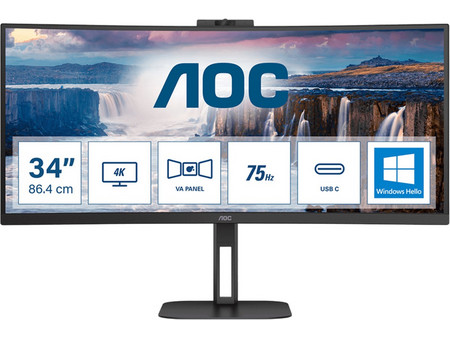 AOC CU34V5CW Ultrawide VA HDR Curved Gaming Monitor 34" 3440x1440 QHD 100Hz 4ms