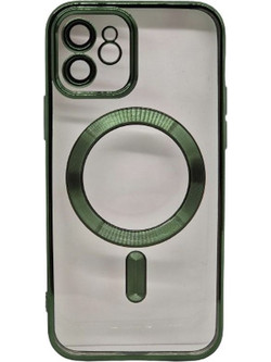 Magsafe Back Cover Σιλικόνης Διάφανο/Πράσινο (iPhone 12)