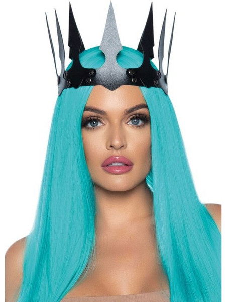 LEG AVENUE - SYNTHETIC LEATHER MALEFICENT CROWN WITH STUDS BLACK