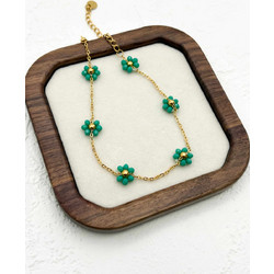 Βραχιόλι Ποδιού Gold Green Blossom ΚΩΔ: AK110