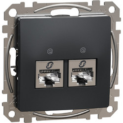 Schneider Sedna Design 2xRJ45 πρίζα CAT6A STP Ανθρακί - SDD114467S