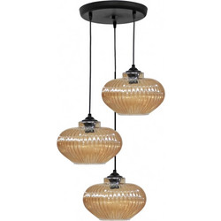 Heronia Lighting Κρεμαστό Φωτιστικό Οροφής Τρίφωτο E27 Χρυσό 02-0340