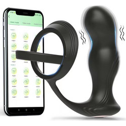 Guilty Toys Anal Play Silicone Prostate Stimulator Δονητής Προστάτη με Cock Ring Επαναφορτιζόμενος App Controlled Μαύρος