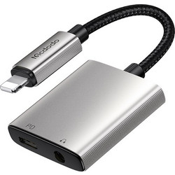 Mcdodo - Audio Adapter Wales Series - Lightning to Lightning, DC 3.5mm, Aluminum Alloy, Nylon, 5V/2A, 12.5cm - Gray - (CA-5540)