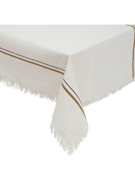 Atmosphera Τραπεζομάντηλο Ray Ορθογώνιο 150x250 cm, Λευκό με Σχέδιο Μπεζ, 150x250 εκ. 201986B