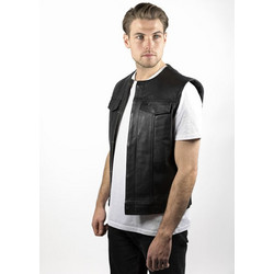 John DoeΓιλέκο Δερμάτινο Αναβάτη Μοτοσυκλέτας MC Outlaw leather vest black