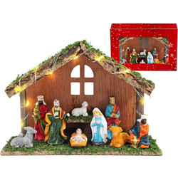 Φάτνη Ξύλινη με Παράθυρο και led 30x20x10cm Xmasfest 1133464