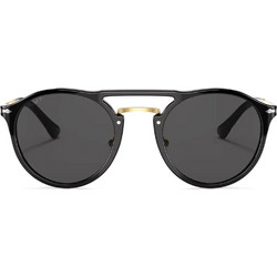 Persol PO3264S 95/48 Γυναικεία Γυαλιά Ηλίου Στρογγυλά Κοκάλινα Μαύρα με Γκρι Polarized Καθρέπτη Φακό