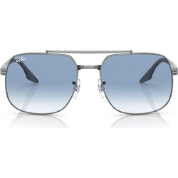 Ray-Ban RB3699 004/3F Ανδρικά Γυαλιά Ηλίου Aviator Μεταλλικά Ασημί με Μπλε Degradee Φακό