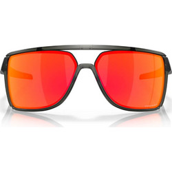 Oakley 9147 05 Ανδρικά Γυαλιά Ηλίου Πολυγωνικά Κοκάλινα Μαύρα με Πορτοκαλί Καθρέπτη Φακό