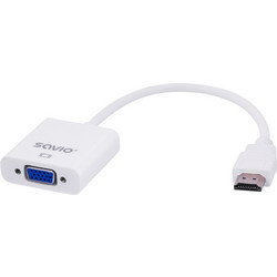 Savio CL-27B video cable adapter 0.1 m HDMI Type A (Standard) VGA (D-Sub) White
