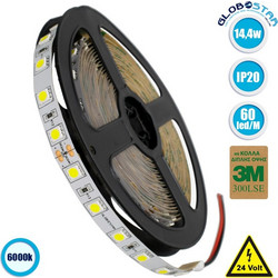 GLOBOSTAR(R) LUMAR 70220 Ταινία LED 14.4W/m 1440lm/m DC 24V IP20 SMD5050 Ψυχρό Λευκό 6000K Dimmable Ρολό 5 Μέτρων