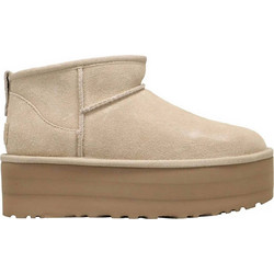 UGG Classic Ultra Mini Platform Γυναικεία Μποτάκια Suede Πλατφόρμα Εκρού με Γούνα 1135092-MDSD