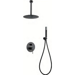 Εντοιχιζόμενο Πλήρες Σετ Λουτρού Imex Top Black Gun Metal PVD Μίκτης 2 Εξόδων & Κώδ. Οροφής Inox O25εκ & Τηλ. (GPQ038/BGM)