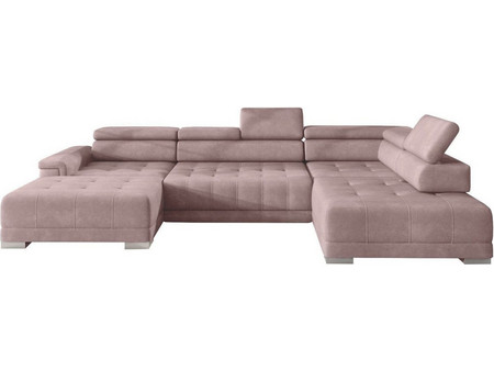 PoliHome Carmel Plus Καναπές σε Σχήμα Π Ροζ 374x220x78cm 161353129