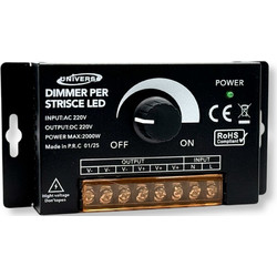 Dimmer Με Ροοστάτη Και Τηλεχειριστήριο Για Μονόχρωμες Ταινίες LED 220V 2000W Universo DM-220V