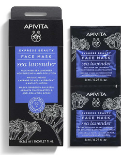 Apivita Sea Lavender Anti-Pollution Κρεμώδης Μάσκα Προσώπου για Ενυδάτωση 2x8ml
