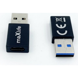 Maxlife Μετατροπέας USB-A male σε USB-C female - Μαύρο
