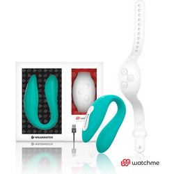 Wearwatch Dual Pleasure Wireless Watchme Διπλός Δονητής για Ζευγάρια με Τηλεχειριστήριο Aquamarine/Snowy