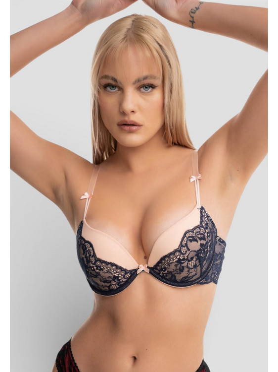 Norddiva NRD8062B Σουτιέν Push Up με Μπανέλα Μπλε