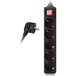 Powertech PT-875 Μαύρο Πολύπριζο 5 Θέσεων 16A 1.5m