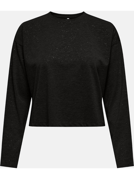 ONLY ONLMELLE L/S GLITTER TOP JRS 15357717-BlackBlack foil Black