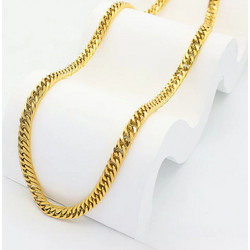 Ατσάλινο Κολιέ Χρυσό - Flat Cuban Chain 4.5mm (N3295)