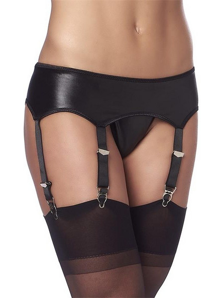 Garter Belt Wetlook with Stockings and Panties