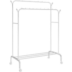 Διπλή Tροχήλατη Κρεμάστρα Δαπέδου 110x55x150cm με 1 Ράφι