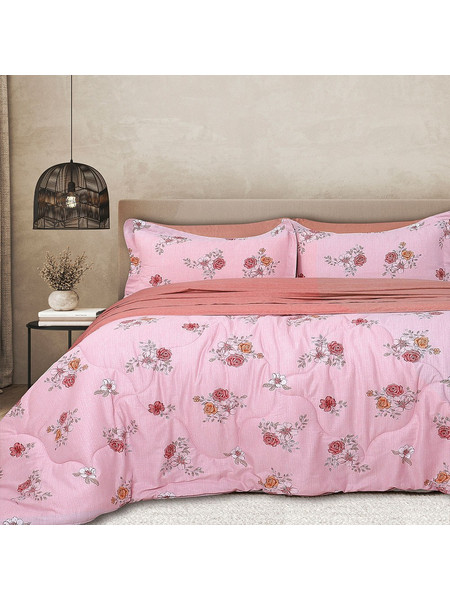 Σεντόνια Και Πάπλωμα B0694 (Σετ 5τμχ) Pink Palamaiki Υπέρδιπλo 230x260cm 100% Βαμβακοσατέν