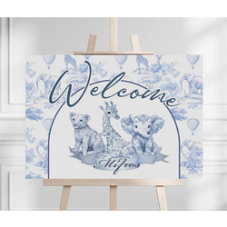 Καμβάς Βάπτισης Welcome - Blue Toile Ζώα Της Ζούγκλας