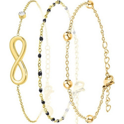 So Charm Σετ 3 Βραχιόλια Infinity διακοσμημένα με Κρύσταλλα Swarovski, Χρυσό BS3023+B2395N+B2371D