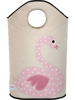 3 Sprouts - Laundry Hamper - Pink Swan