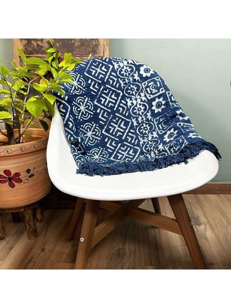 Handmade Indigo Throw - 170x120cm - Desi Stripes
