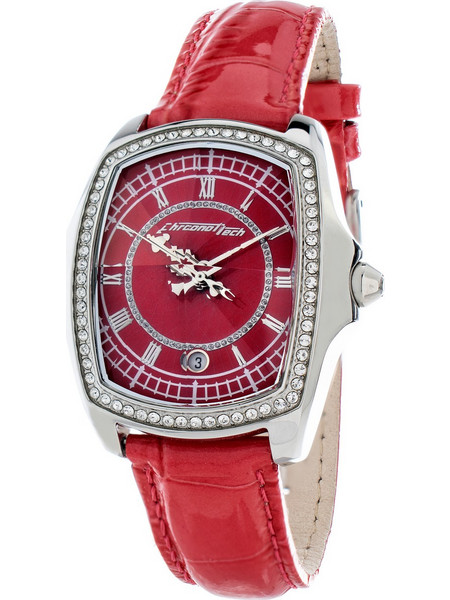 Chronotech Γυναικείο Ρολόι με Κόκκινο Δερμάτινο Λουράκι CT7896LS-97