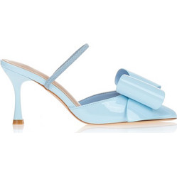 Γόβες γαλάζιες λουστρίνι slingback με φιόγκο