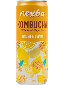 Κομπούχα Ginger & Λεμόνι Χωρίς Ζάχαρη Nexba 330ml - Nexba