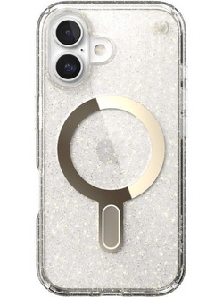 SPECK IPHONE 16 CASE (150694-9221) PRESIDIO LUX + CLICKLOCK (CLEAR/GOLD GLITTER)
