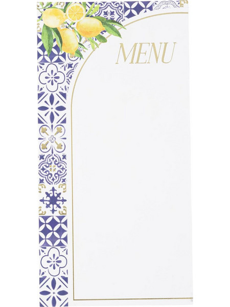 Beauty Home 10 Κάρτες χάρτινες menu με θέμα Dolce Vita - Μπλε, Λευκό και Χρυσό 10 x 20 cm