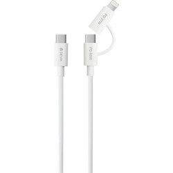 Καλώδιο Σύνδεσης USB 2.0 Devia EC404 2 σε 1 USB C σε USB C & Lightning PD 60W & 27W 1.2m Smart Λευκό