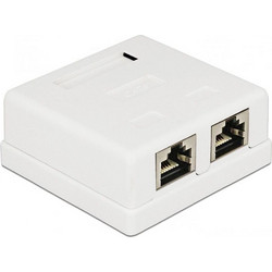 POWERTECH επιτοίχια πρίζα δικτύου CAB-N130, 2 θυρών, Cat.6 UTP, λευκή
