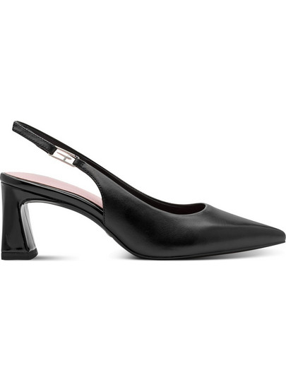 Tamaris Γόβες Slingback Δερμάτινες με Χοντρό Χαμηλό Τακούνι Μαύρες 1-29624-46-003
