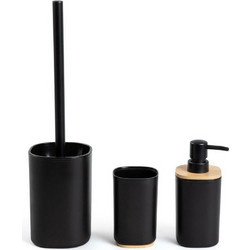 Σετ Μπάνιου Salti 238717 747229 (Σετ 3τμχ) Black-Natural Homla Πλαστικό,Bamboo