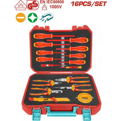 Total THKITH1601 Βαλίτσα με 16 Εργαλεία Ηλεκτρολόγου 1000V VDE 16 Tεμάχια