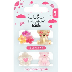 Invisibobble Kids Clipstar Bearly Bloomed Τσιμπιδάκια Μαλλιών 4 τεμάχια