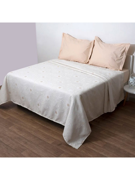 Κουβέρτα 2703 Ecru Viopros Υπέρδιπλo 230x270cm Βαμβάκι-Πολυέστερ