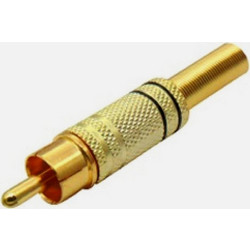 Αρσενικό Βύσμα RCA GBC 30.1931.00 - Επιχρυσωμένο, Οδηγός Καλωδίου & Μαύρο Περίβλημα, 3τμχ