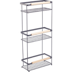 Ραφιέρα Μεταλλική Ίσια 3Όροφη Bamboo Μαύρη Tns 25.5x13x58.5cm